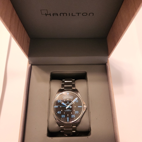 Hamilton khaki Automatic Swiss Made 42mm Aviation Blue Dial - Picture 2 of 12